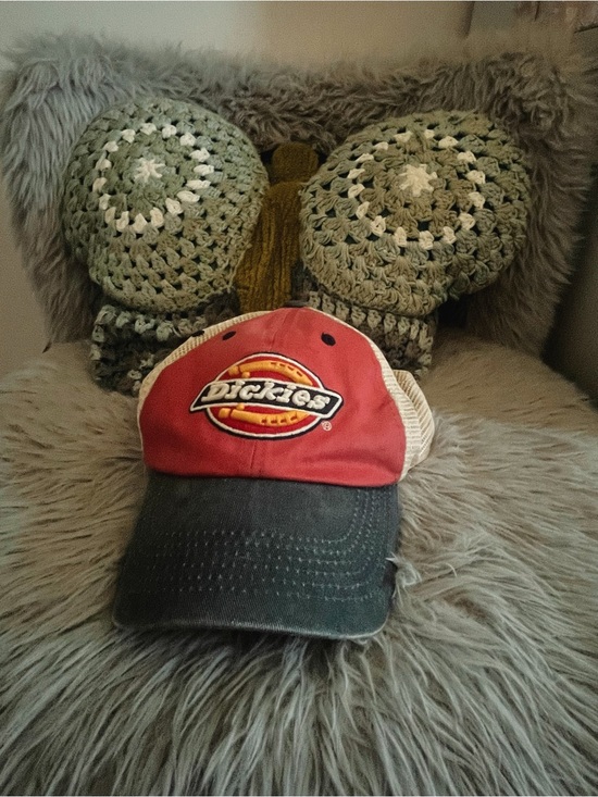 Dickies Accessories - Dickies Red Front with Black Brim Mesh Trucker Hat